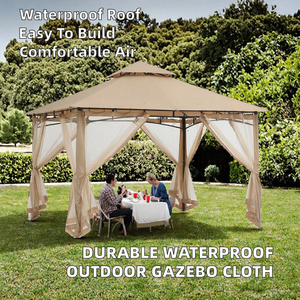Waterproof Outdoor Gazebo Canopy PVC Roof Mesh Curtain Double Slope Pavilion <b>for</b> Garden <b>Patio</b> Backyard - Product Image 2