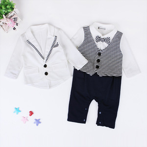 Offre Spéciale Ensembles de vêtements 2 pièces <span class=keywords><strong>pour</strong></span> bébé garçon avec barboteuse et manteau <span class=keywords><strong>pour</strong></span> bébé <span class=keywords><strong>tenue</strong></span> de baptême <span class=keywords><strong>pour</strong></span> bébé garçon - Product Image 2