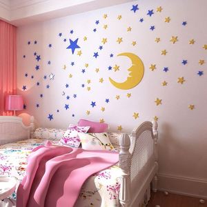 Pegatina de Pared 3D con Diseño de Estrella y Luna, Espejo Decorativo para el Hogar, Adhesivo de Espejo para Dormitorio, Sala de Estar, Papel Tapiz Mural - Product Image 2