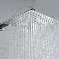 Système de douche en nickel brossé, 2 fonctions, fixation murale, pomme de douche carrée à effet pluie avec douchette à main, ensemble de douche avec robinet encastré
