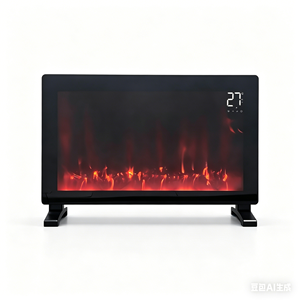 Calentador Eléctrico de Convección de 2500W <span class=keywords><strong>con</strong></span> Control Digital WiFi, <span class=keywords><strong>Ruedas</strong></span> Móviles, <span class=keywords><strong>Chimenea</strong></span>, Panel Infrarrojo de Vidrio Templado para el Hogar - Product Image 5