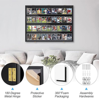Vitrina de exhibición para tarjetas clasificadas, madera negra, 32 ranuras, 4 estantes, apertura frontal, exhibición de pared para coleccionistas de deportes, venta al por mayor, OEM, ODM