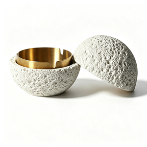 Cendrier créatif moderne portable avec texture de roche volcanique, couvercle amovible et insert en acier inoxydable, pour décoration de bureau, bar à domicile ou bureau - Product Image 6
