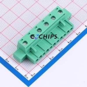 MX2EDGKM-7.62-06P-GN01-Cu-Y-A Plug-in Terminal Block P=7.62mm Connector Plug Screw Fixing 1x6P 7.62mm - Product Image 1