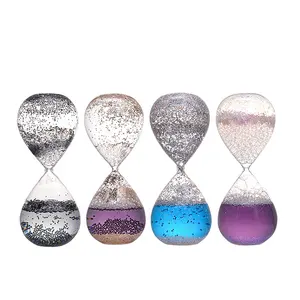 Creative Home Living Room Decoration Crystal Glass Arts and Crafts Customized Colored Glitters Colorful Liquid Oil Hourglass