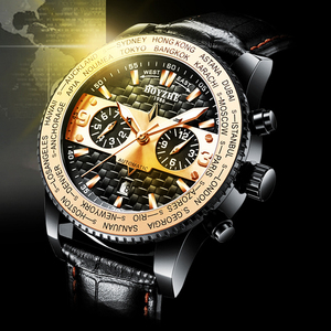 <span class=keywords><strong>Montre</strong></span> automatique de luxe pour <span class=keywords><strong>homme</strong></span>, boîtier noir et or, aiguilles, plusieurs sous-cadrans décoratifs, fenêtre de calendrier simple, acier inoxydable, étanche - Product Image 2
