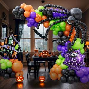 ハロウィーンバルーンガーランドアーチキットハロウィーン箔クモバルーンハロウィーンパーティーテーマ背景教室デコレーション - Product Image 4