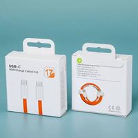 Câble USB C vers USB C 60W PD à charge rapide, 1M, tressé, cordon de synchronisation des données, orange, compatible avec iPhone 16 15 Pro Max