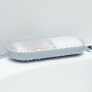 Caja de almacenamiento para hisopos y almohadillas de algodón con compartimentos, organizador de escritorio a prueba de polvo, rectangular, blanco, gris, albaricoque - Product Image 4