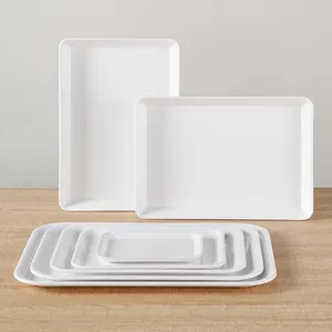 plastic rectangle fast-food tray white cheap melamine tray restaurant commercial food serving tray