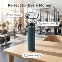 Bouteille d'eau isotherme en acier inoxydable à double compartiment 500 ml avec compartiment pour suppléments et support pour téléphone