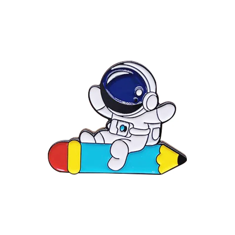 Diecast Space Astronot Pin Lencana Jumlah Emas Kustom Jumlah Ruang Astronot Topi Enamel Kerah Pin