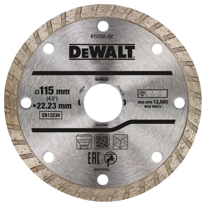 Lame de scie diamantée DeWalt 115 mm Turbo Continuous Crown pour béton, brique et carrelage - Product Image 1