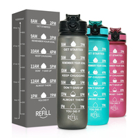 Bouteille d'eau en plastique de 1000 ml avec sangle, anti-fuite, grande capacité, pour le sport, la remise en forme, le camping en plein air, Botella Plastic