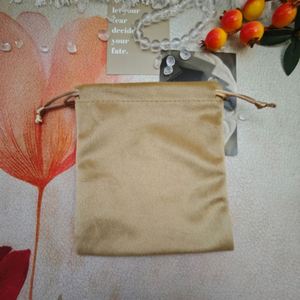 Sac à bijoux en velours de coton imprimé avec logo personnalisé, emballage cadeau en velours doux, pochette à cordon, sac cosmétique à cordon doré - Product Image 5