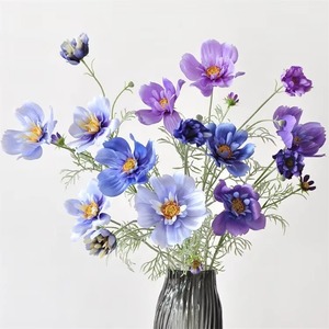 Venta al por mayor de tela de seda para decoración del hogar de la boda Galsang flores artificiales rosa púrpura flocado <span class=keywords><strong>Cosmos</strong></span> <span class=keywords><strong>Bipinnatus</strong></span> para arreglo floral - Product Image 1