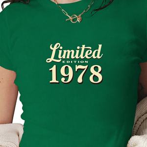 Camiseta Corta de Mujer Estilo Y2K de Edición Limitada, Cuello Redondo, Corte Ajustado, Tejido de Punto de Spandex/Poliéster, Estampado Tipográfico Vintage - Product Image 1