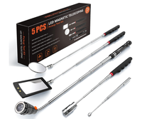 Kit de 5 outils de ramassage télescopiques magnétiques avec miroir d'inspection LED et lampe torche, extracteur magnétique extensible pour réparation automobile