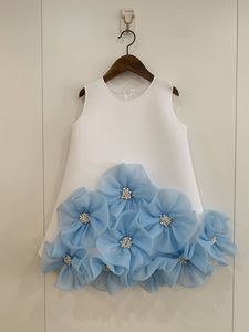 Vestido de Verano para Niñas, Diseño OEM ODM al por Mayor, sin Mangas, con Flores 3D, Línea A, con Perlas y Estambres, Ropa Infantil, Vestidos para Bebé<span class=keywords><strong>s</strong></span> - Product Image 6