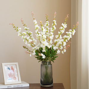 AL-8423 fiore di seta simulato giacinto volante rondine erba 2-pronged lungo ramo fiore artificiale viola - Product Image 3