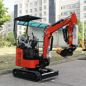 Mini-excavatrice sur chenilles de couleur rouge avec un rayon de braquage court pour la construction agricole et le terrassement de canaux fluviaux - Product Image 3
