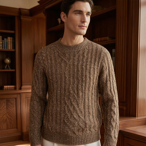 <span class=keywords><strong>Maglione</strong></span> da <span class=keywords><strong>Uomo</strong></span> Personalizzato Stile Retrò a Collo Tondo <span class=keywords><strong>con</strong></span> Lavorazione a Treccia Spessa e Design Intrecciato, Estetica Old Money, OEM/ODM, MOQ Basso - Product Image 2