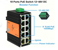 Switch industriel mini 8 ports PoE + 2 ports RJ45, entrée 12-48V, boîtier en alliage d'aluminium renforcé extra-épais, promotion