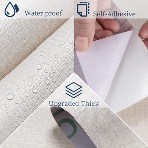 <span class=keywords><strong>Carta</strong></span> da Parati <span class=keywords><strong>Adesiva</strong></span> Impermeabile Beige ORON DECO <span class=keywords><strong>per</strong></span> Camera da Letto, Rivestimento Murale in Tessuto Lino e Vinile - Product Image 6