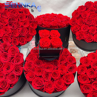 Rose éternelle fabuleuse dans des boîtes en cuir de luxe pour la fête des mères, roses éternelles, fleurs éternelles, boîte à fleurs éternelle