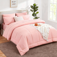 Set Sprei Quilted Pink Modern Mewah 7-Piece Baru Diluncurkan, Set Tempat Tidur yang Dapat Disesuaikan, Cocok untuk Semua Musim