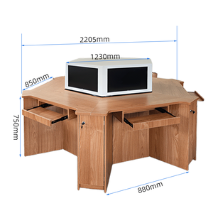 Mesa Hexagonal de estilo moderno Escritorio para varias personas con pantalla de visualización eléctrica ajustable en altura Escritorio de computadora para muebles escolares - Product Image 2