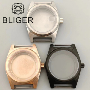 BLIGER boîtier de montre 38MM acier inoxydable argent plat montre accessoires boîtier de montre personnalisé adapté NH35 NH36 <span class=keywords><strong>ETA</strong></span> <span class=keywords><strong>2824</strong></span> PT5000 <span class=keywords><strong>mouvement</strong></span> - Product Image 2