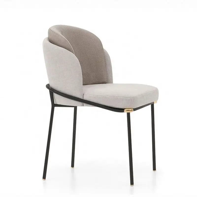 Nordic Modern Luxury Design Fabric Furniture living room Faux Leather Dining Chair metal leg Hotel Dining Room Chairs