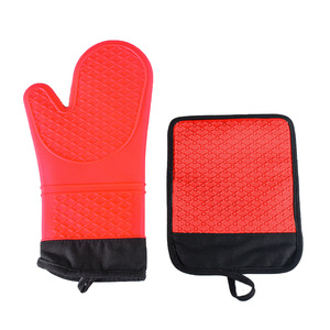 Ensemble de gants de cuisine et de protège-plat en silicone de qualité alimentaire, antidérapants, résistants à la chaleur, <span class=keywords><strong>pour</strong></span> la cuisson, le barbecue et la cuisine - Product Image 4