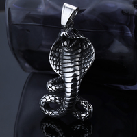 Acier inoxydable Rétro Cobra Python Serpent Collier Déclaration Serpent Bijoux Gothiques Bijoux en Acier Inoxydable