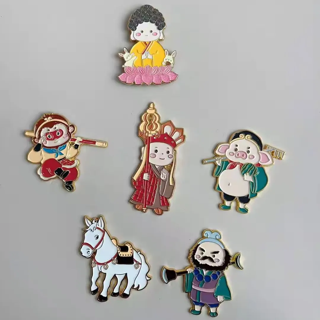 Magnet kulkas logam 3D Anime lucu promosi pelat nama Enamel lembut ukiran kota Souvenir bertema cinta cetak 2 warna