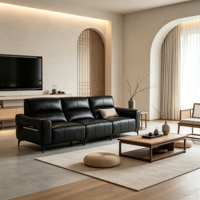 Ensemble de canapés inclinables électriques en cuir de haute qualité, design moderne, avec fonction extensible, structure en bois massif, télécommande, conception modulaire