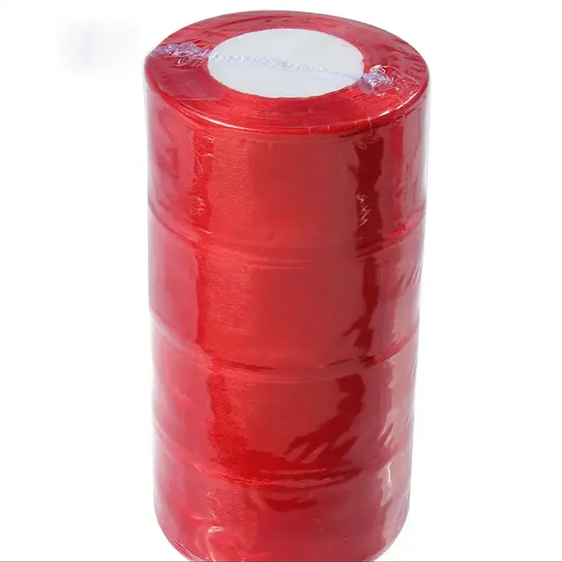 Оптовая продажа, шелковая прозрачная лента из органзы 4 см, односторонние ленты из 100% полиэстера для подарочной упаковки