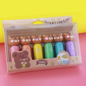 2025 venta al por mayor <span class=keywords><strong>de</strong></span> alta calidad Mini resaltador pluma papelería <span class=keywords><strong>unicornio</strong></span> fluorescente rotulador 6 colores marca pluma lindo resaltador - Product Image 3