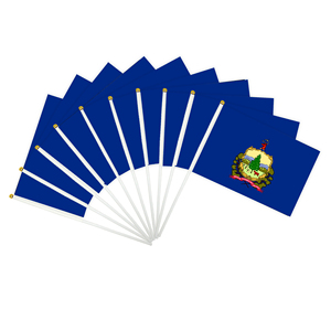Custom Logo Vermont The Green Mountain State Hand Waving Flag 14x21cm Stick <b>Banner</b> for Football and Sports Events - Product Image 1