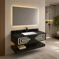 Meuble sous-vasque mural moderne en gros avec miroir intelligent, couleur et taille personnalisables pour projets de salle de bain, entrepôt et ferme