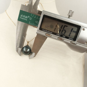 Bộ Trang Sức Ngọc Trai Tahiti Tự Nhiên Lấp Đầy Vàng 18 Inch 14K Kèm Bông Tai + Vòng Cổ, Ngọc Trai Baroque Sea Salt <span class=keywords><strong>Pearl</strong></span> Nature Black - Product Image 2