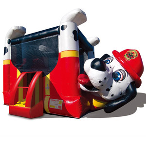 Château gonflable portable en PVC <span class=keywords><strong>sur</strong></span> le thème du chien pompier, avec motif pompier et dalmatien, pour événements en extérieur - Product Image 1