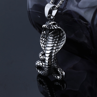 Acier inoxydable Rétro Cobra Python Serpent Collier Déclaration Serpent Bijoux Gothiques Bijoux en Acier Inoxydable