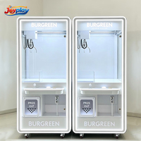 Joyplay Machine à griffes entièrement transparente noire pour centre de jeux d'arcade, avec lumières LED colorées, pour jouets en peluche