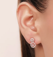 925 Sterling Silber Roségold-Plattierte Trendige Blumen-Ohrhänger mit Zirkonia für Damen Hochzeit & Party Modeschmuck