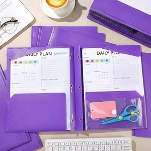 Promozione di Fabbrica UNUS: Cartella di Presentazione Formato A4 Viola con 3 Anelli Metallici, 4 Anelli Impermeabili in PP Plastica, Spessore 0,18mm - Product Image 4