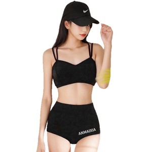 ชุดว่ายน้ำผู้หญิง 3 ชิ้น ยี่ห้อ Baiya สีดำ เสื้อครอปแขนยาว กางเกงเอวสูง ป้องกันแสงแดด ชุดชายหาด - Product Image 5