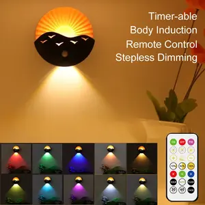 Lámpara de Pared <span class=keywords><strong>con</strong></span> Sensor de <span class=keywords><strong>Movimiento</strong></span> Sunrise at Sea, Control Remoto, Foco Magnético Recargable, Decoración para Entrada de Habitación, Pasillo, <span class=keywords><strong>Luz</strong></span> Nocturna - Product Image 1