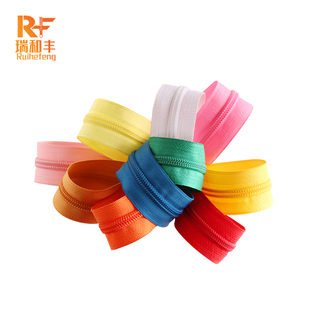 Wholesale Nylon Zipper Rolls for Outdoor Tent Colorful Teeth Nylon Coil Zipper Tape Long Chain Nylon Zipper